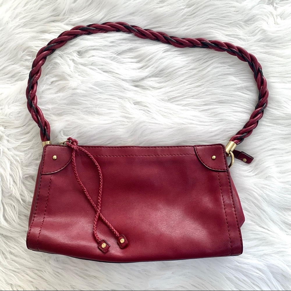 Relic Fossil Red Leather Braid Strap Shoulder Bag